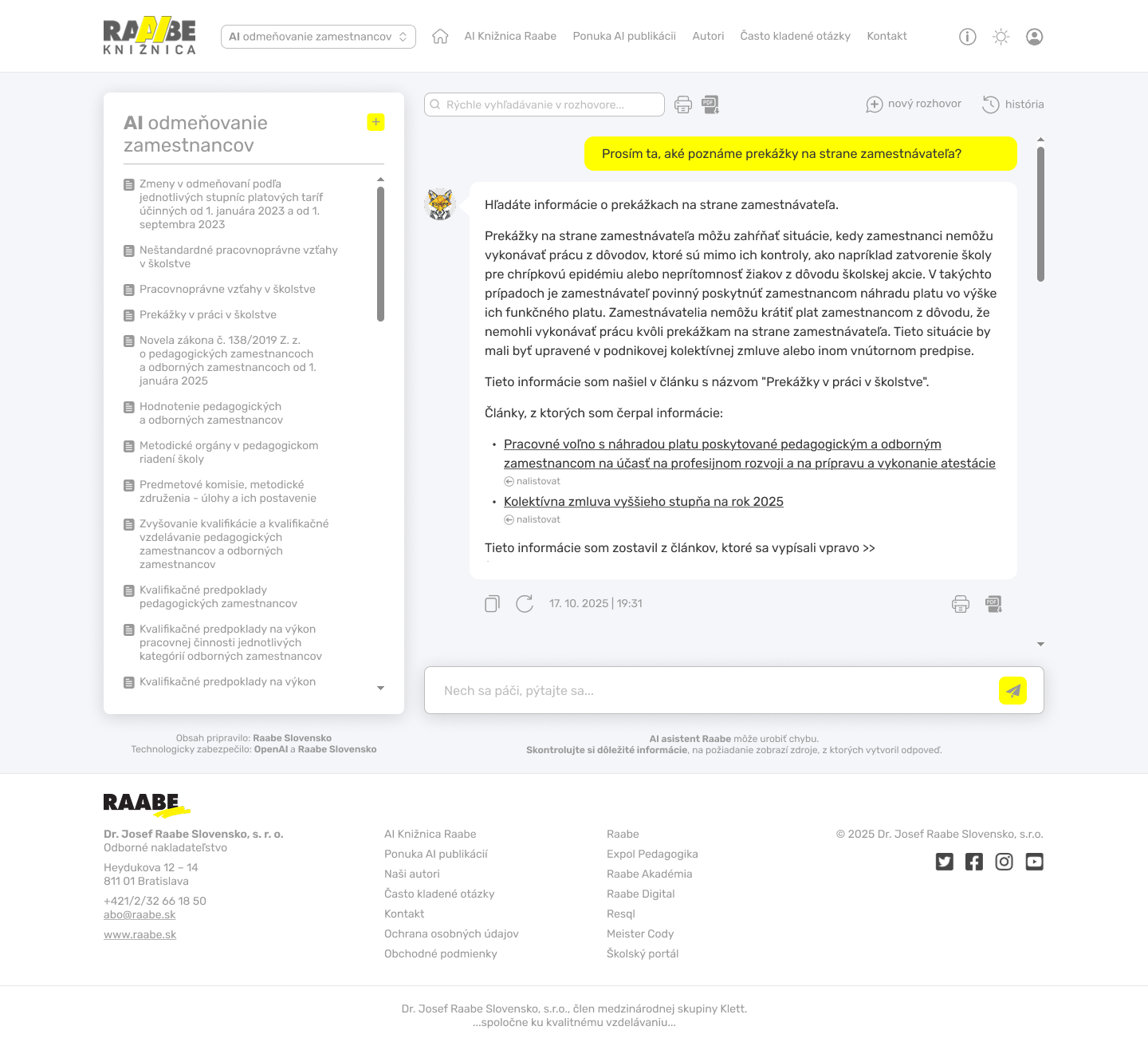 AI asistent Raabe odpovedá na dopyty položené prirodzeným hovorovím spôsobom.